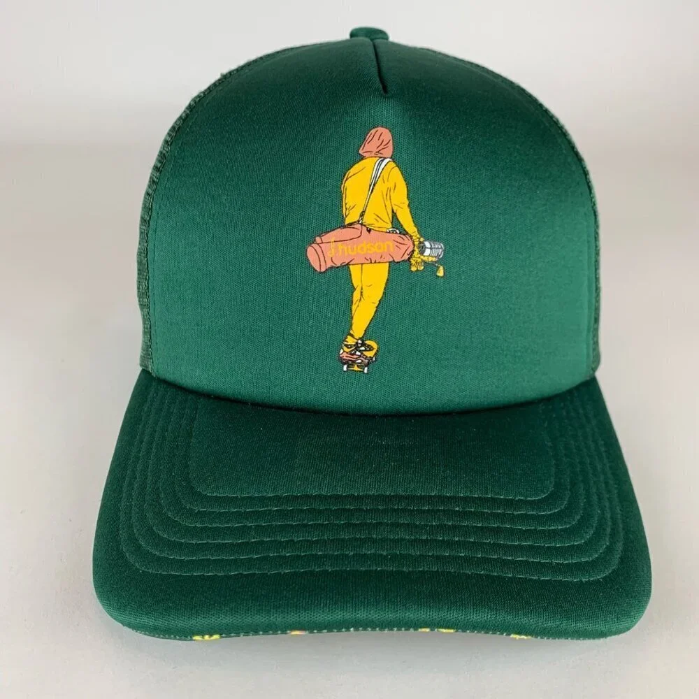 D Hudson Mens Green Semi Pro Foam Snapback Trucker Hat New